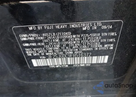 2015 Subaru Forester 2.0Xt Premium z USA, uszkodzony, nr VIN JF2SJGDC9FH516372